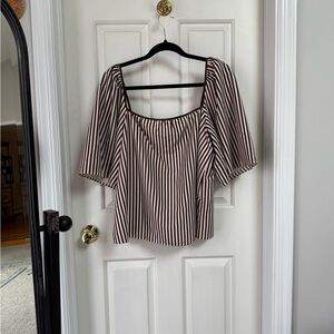 Tuckernuck Stella Striped Brown and White Women's Top